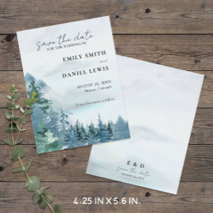Rustic Mountains Blue Budget Save the Date Card