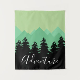 Rustic Mountains & Forest Adventure Tapestry