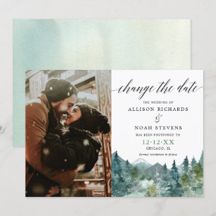 Rustic mountains forest Change the Date photo Invitation
