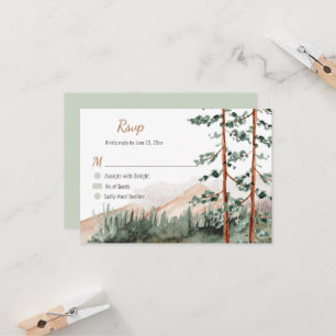 Rustic Mountains Forest Pine Spruce Trees Wedding Invitation