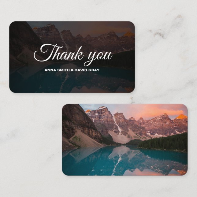 Rustic Mountains Forest Script Thank You Card (Front/Back)