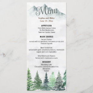Rustic Mountains & Forest Watercolor Menu plat
