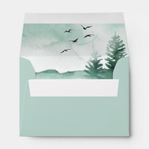 Rustic Mountains Forest Watercolor Modern Envelope