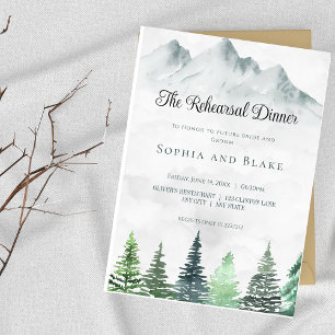 Rustic Mountains & Forest Watercolor Rehearsal Invitation
