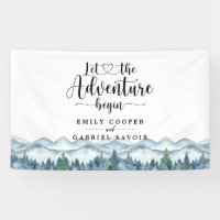 Rustic Mountains Forest Watercolor Wedding 