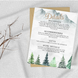 Rustic Mountains & Forest Watercolor Wedding Enclosure Card