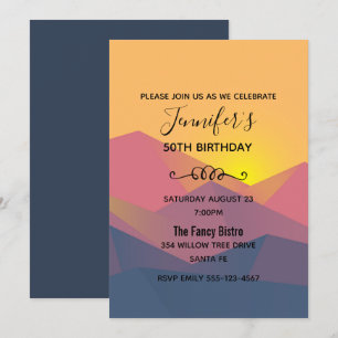 Rustic Mountains Geometric Minimalist Birthday Invitation