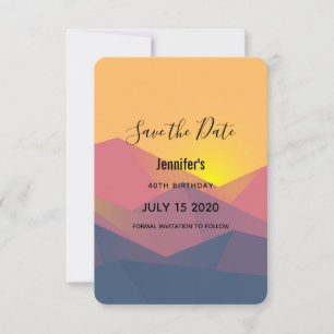 Rustic Mountains Geometric Minimalist Birthday Save The Date