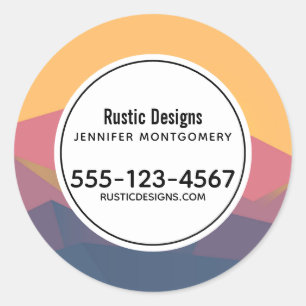 Rustic Mountains Geometric Minimalist Business Classic Round Sticker