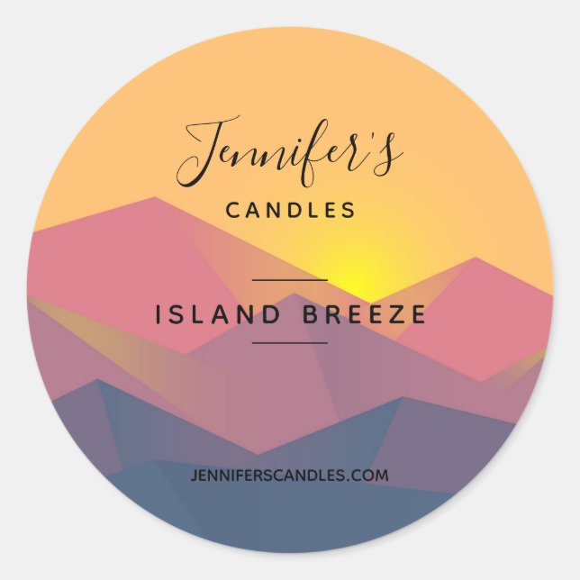 Rustic Mountains Geometric Minimalist Candle/Soap Classic Round Sticker (Front)