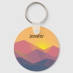 Rustic Mountains Geometric Minimalist Keychain