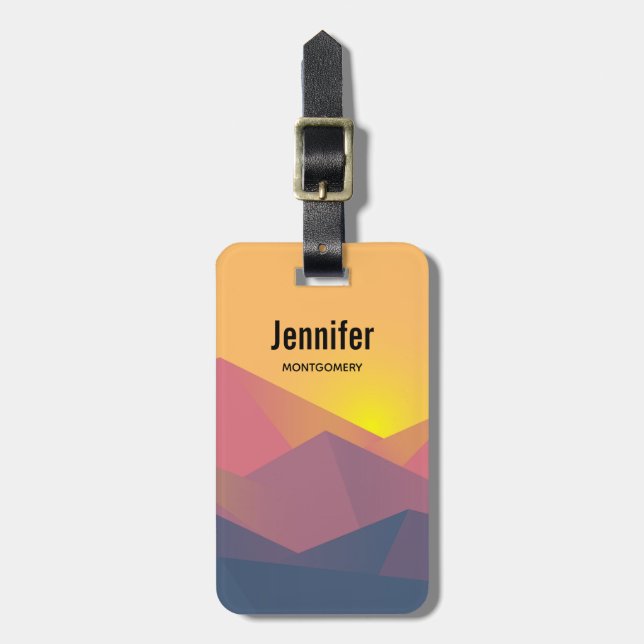 Rustic Mountains Geometric Minimalist Luggage Tag (Front Vertical)