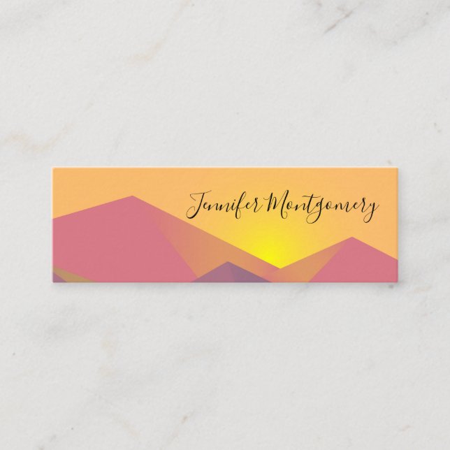Rustic Mountains Geometric Minimalist Mini Business Card (Front)