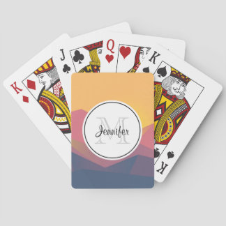 Rustic Mountains Geometric Minimalist Monogram Playing Cards