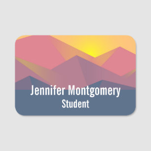 Rustic Mountains Geometric Minimalist Name Tag