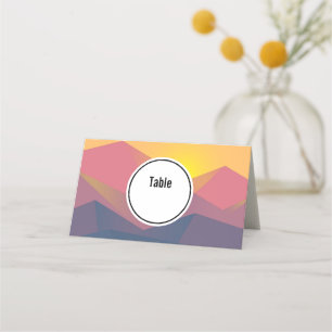 Rustic Mountains Geometric Minimalist Place Card