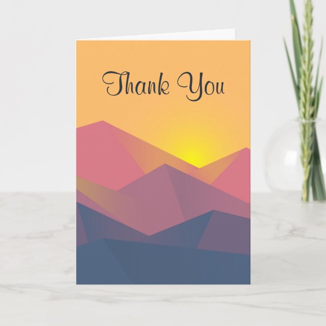 Rustic Mountains Geometric Minimalist Thank You Card (Front)