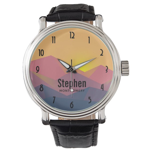 Rustic Mountains Geometric Minimalist Watch (Front)