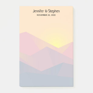 Rustic Mountains Geometric Minimalist Wedding Post-it Notes