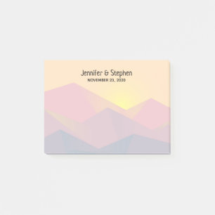 Rustic Mountains Geometric Minimalist Wedding Post-it Notes