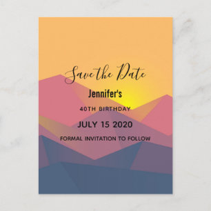 Rustic Mountains Geometric Polygons Save the Date Invitation Postcard