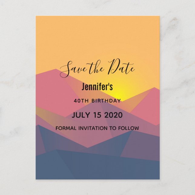 Rustic Mountains Geometric Polygons Save the Date Invitation Postcard (Front)