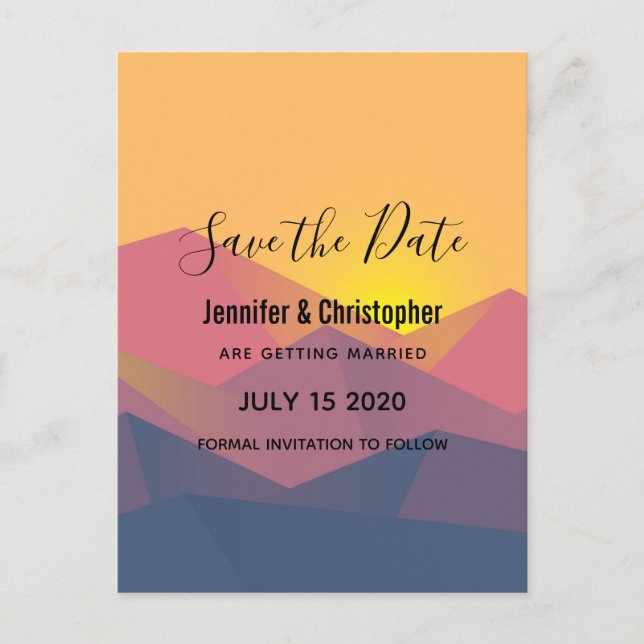 Rustic Mountains Geometric Polygons Save the Date Invitation Postcard (Front)
