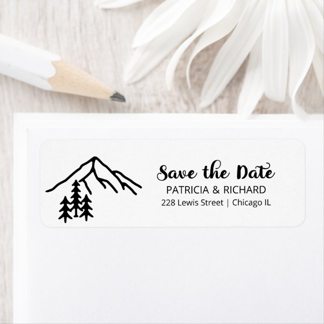 Rustic Mountains Mariage Enregistrer La Date Étiqu (En situation)