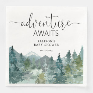 Rustic mountains outdoor theme forest woods napkin