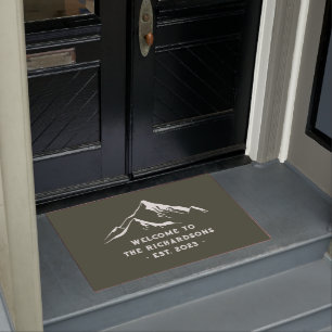 Rustic Mountains Personalized Family Name Lake Doormat