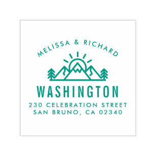 Rustic Mountains & Pine Forest Return Address Self-inking Stamp