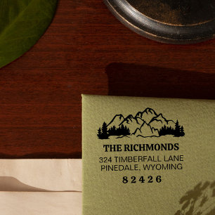 Rustic Mountains & Pine Return Address Self-inking Stamp