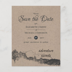 Rustic Mountains Save the Date Adventure Awaits Flyer