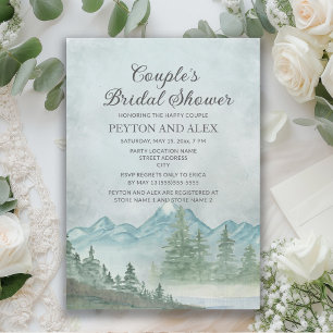 Rustic Mountains Snow Lake Couple's Bridal Shower Invitation