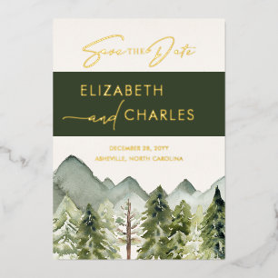 Rustic Mountains Trees Modern Save The Date