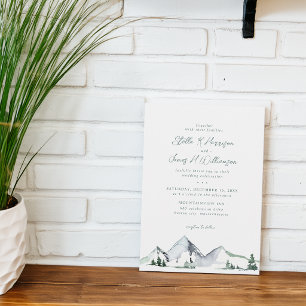 Rustic Mountains Watercolor Wedding Invitation
