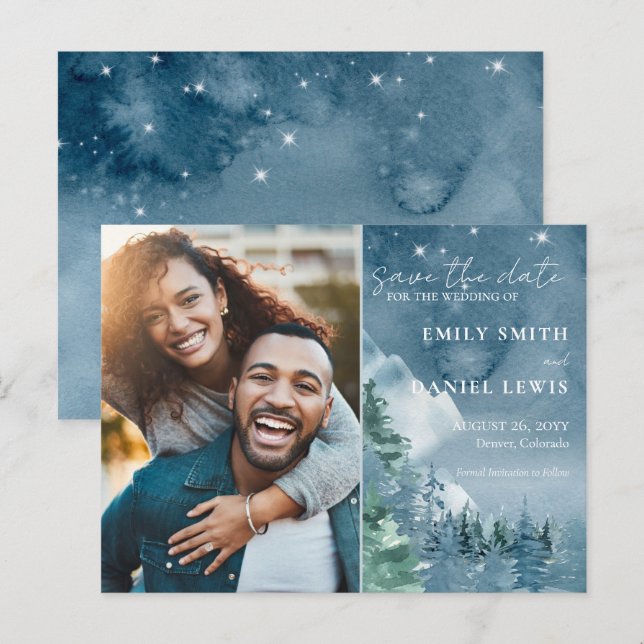 Rustic Mountains Wedding Budget Save the Date Card (Front/Back)