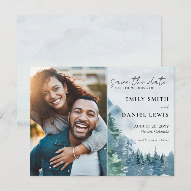 Rustic Mountains Wedding Budget Save the Date Card (Front/Back)