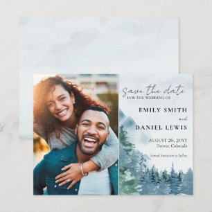 Rustic Mountains Wedding Budget Save the Date Card