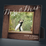 Rustic Mr. & Mrs. Elegant Script Wedding Photo Plaque<br><div class="desc">This design features a faux rustic wood "frame" and elegant script text. Click the customize button for more flexibility in modifying the text. Variations of this design, different paper types, as well as coordinating products are available in our shop, zazzle.com/store/doodlelulu. Contact us if you need this design applied to a...</div>