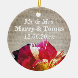 Rustic Mr & Mrs Save the date Ornament