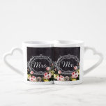 rustic mr. mrs  vintage flowers Chalkboard wedding Coffee Mug Set<br><div class="desc">rustic chic vintage floral chalkboard wedding invitations and country blackboard wedding favours.</div>