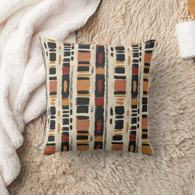 Rustic Mudcloth Geometric Pattern (1) Throw Pillow (Blanket)