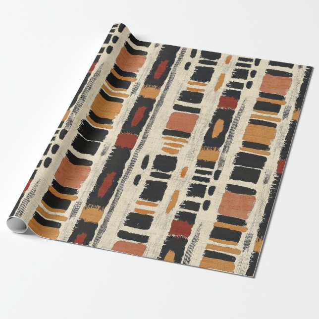 Rustic Mudcloth Geometric Pattern (1) Wrapping Paper (Unrolled)