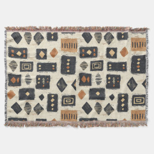 Rustic Mudcloth Geometric Pattern (2) Throw Blanket