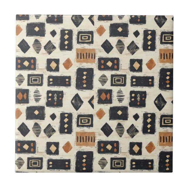 Rustic Mudcloth Geometric Pattern (2) Tile (Front)