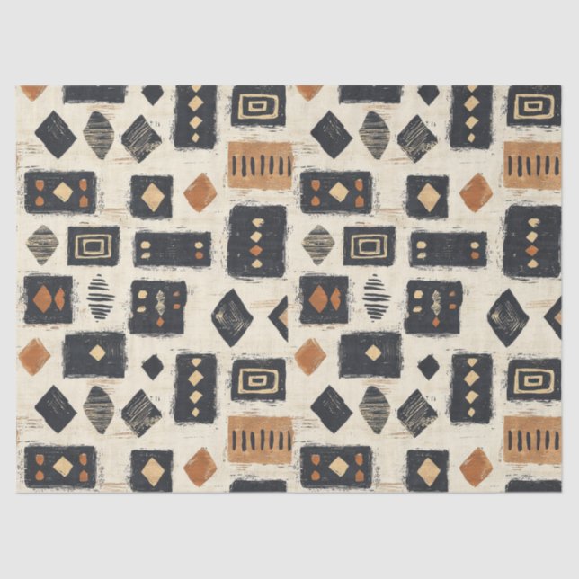 Rustic Mudcloth Geometric Pattern (2) Tissue Paper (Front)