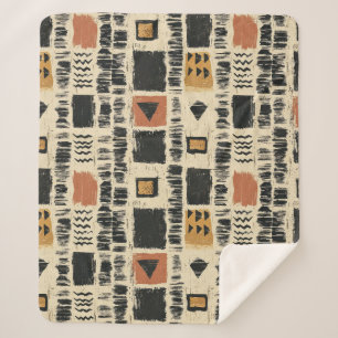 Rustic Mudcloth Geometric Pattern (3) Sherpa Blanket