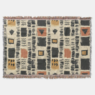 Rustic Mudcloth Geometric Pattern (3) Throw Blanket