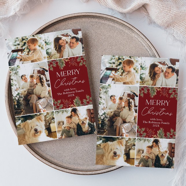 Rustic Multi Photo Collage Carte de Noël (Créateur téléchargé)